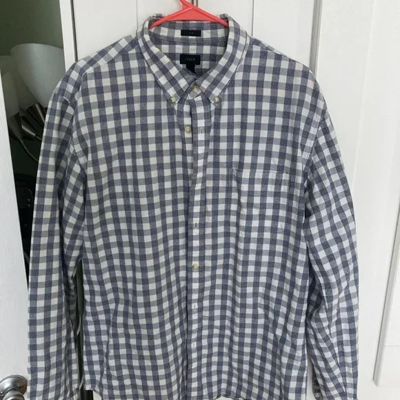 J. Crew men's button-down grey checkered shirt - Picture 2 of 5